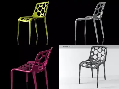 Chair four colorful chairs 3D model