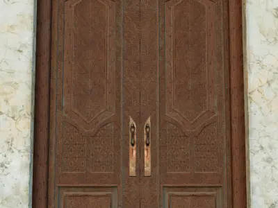 Mansion Engraved Exterior Door Low-poly 3D model