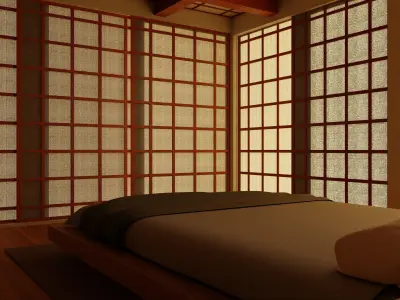 Japanese Bedroom Interior  3D model