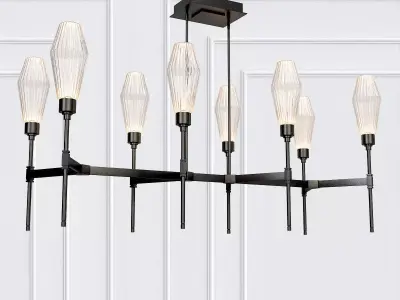 AALTO six light chandelier with glass shades 3D model