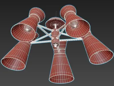 laconica ceiling light with five lights 3D model