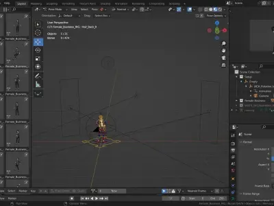 Business Office Secretary Woman Character Rigged Low-poly 3D model