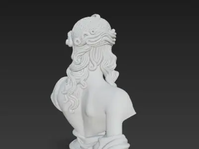 Classical Female Bust Sculpture Greek Style 3D Model 3D model