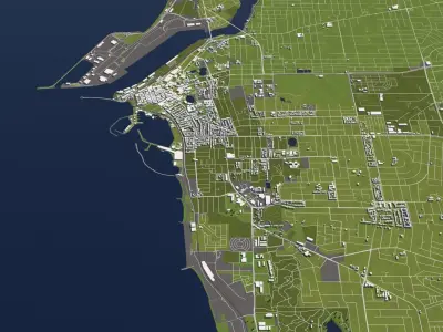 Perth Australia 50x50km 3D City Map 3D model