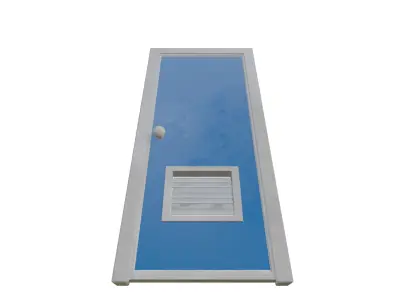 Blue Plastic Bathroom Door Series One Low-poly 3D model