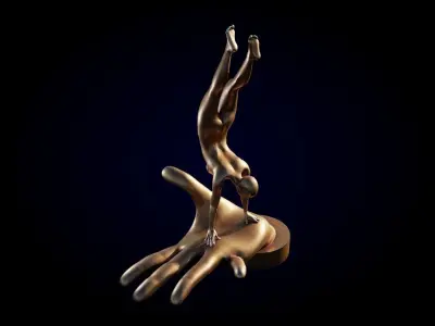 Bronze outdoor street statue Low-poly 3D model