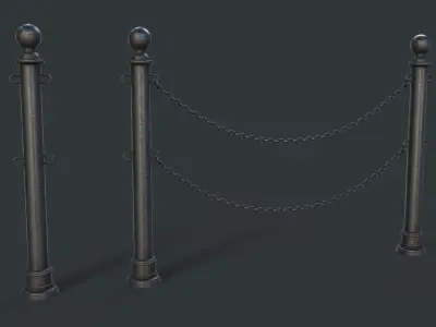 Street Bollard 10 PBR Game Ready Low-poly 3D model