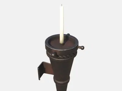 Medieval Torch Low-poly 3D model 6