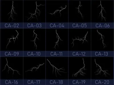Realistic 3D Lightning Collection CA-01 - 20 3D Model Pack