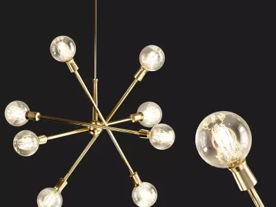 Armstrong Chandelier 8 Light  Natural Brass 3D model