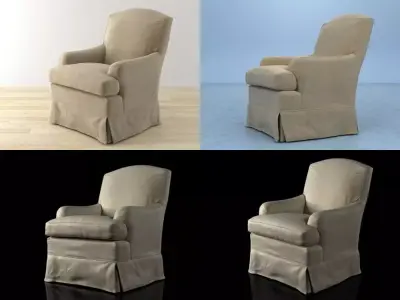 Alice four different chairs and ottoman 3D model