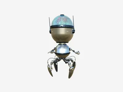 Brain Robot G08 Aluminum - SciFi Character Design Low-poly 3D model