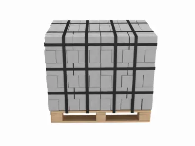 Concrete Blocks On Wood Pallet 3D model