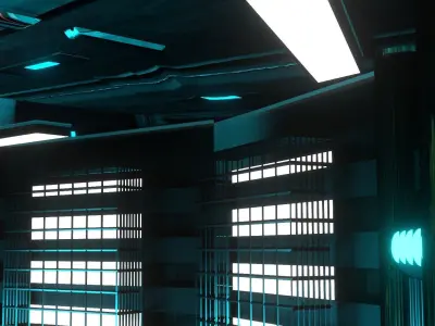 Dark light sci-fi room 3D model