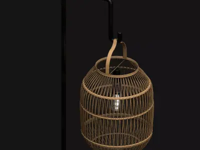 Modern Rattan Floor Lamp Low-poly 3D model