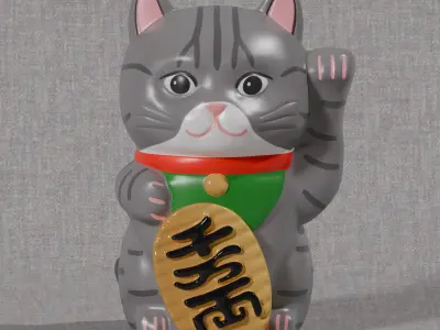 Lucky Cat Money Bank Low-poly 3D model