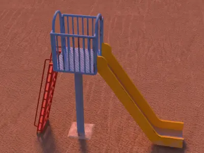 japanese playdround equipment  slide swing Low-poly 3D model