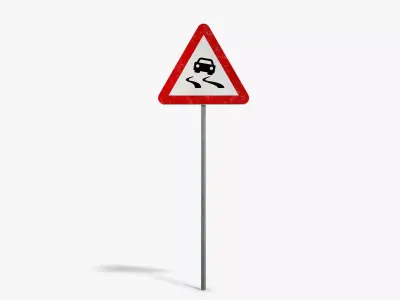 Slippery Road Sign Low-poly 3D model