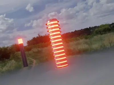 Dark Red Light-Column -26- Street-Light 9 Low-poly 3D model