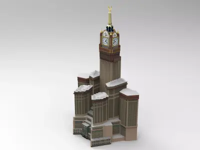 Abraj Al Bait Towers Low Poly Textured 3D Model  Low-poly 3D model