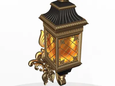Classic Street Wall  Light 0105 Low-poly 3D model