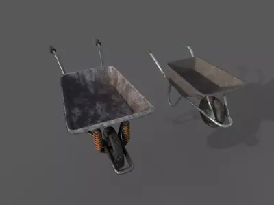 Wheelbarrow Construction Tool Prop PBR Textures GameReady Low-poly 3D model