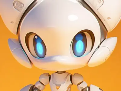 Cute Robotic Cat Adorable Lowpoly Companion Articulated Joints Low-poly 3D model