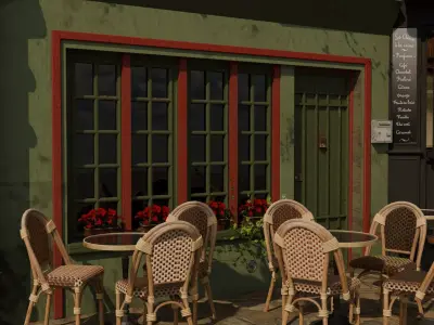 paris cafe Low-poly 3D model