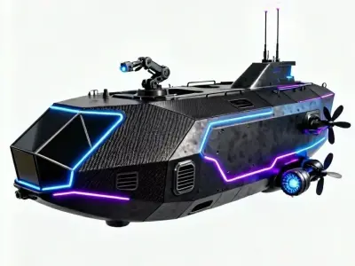 Neon Abyss Cyber-Sub 3D Model Low-poly 3D model