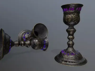 Chalice 3 silver and goblet Low-poly 3D model