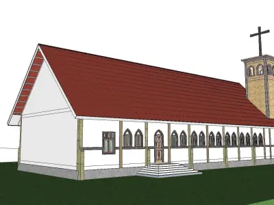 Architecture-Religion-God-Culture-Temple-0298 church with cro... 3D model