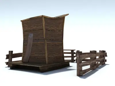 Low Poly Wild West Toilet  Low-poly 3D model