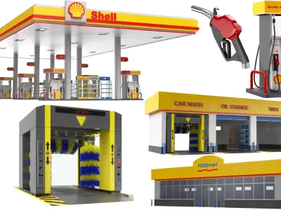 Full Detailed Shell Gas Station Collection 