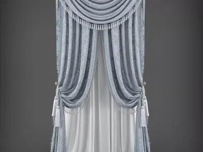 Curtain 3D with tassels Low-poly 3D model purchase