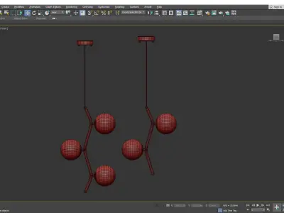 MATHIA pendant light in brass with balls Low-poly 3D model