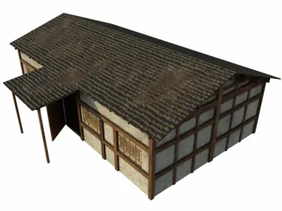 Medieval House Low-poly 3D model 35