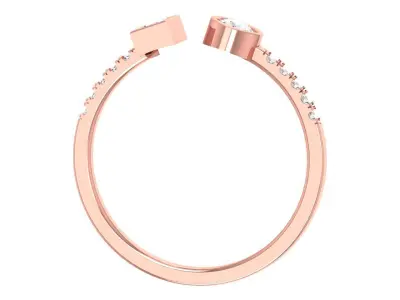 Open End Light Weight Band Baguette Round Stone Ring 3D print model