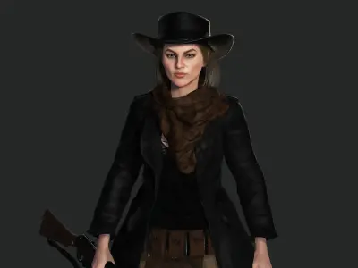 AAA 3D REALISTIC FEMALE CHARACTER - WILD WEST COWGIRL Low-poly 3D model
