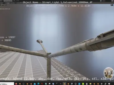 Street Light 1 Galvanized 10000mm 4F Low-poly 3D model