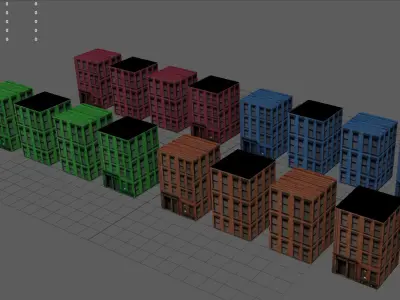 Building Color Variation Low-poly 3D model