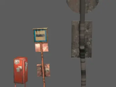 Highway signs Low-poly 3D model