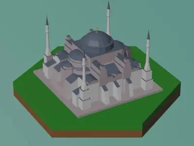 Pack Landmarks miniatures  Low-poly 3D model