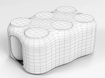 6 pack 250ml beverage cans in a plastic shrinkwrap 3D model