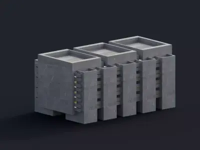 Brutalist Building 03 Low-poly 3D model