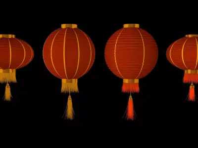 Chinese red lanterns 3D model