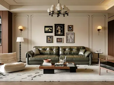 Vintage Light Luxury Living Room 3D model