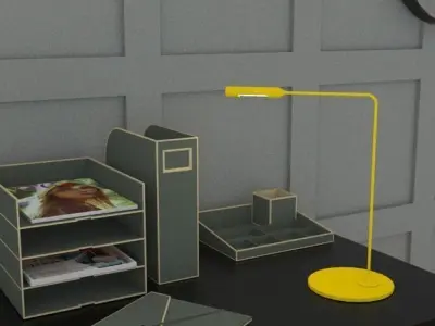 Minimal yellow desk lamp 43cm high Low-poly 3D model