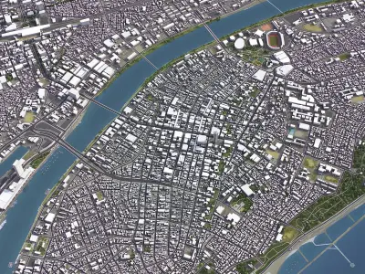 Niigata - 3D City Model Low-poly 3D model