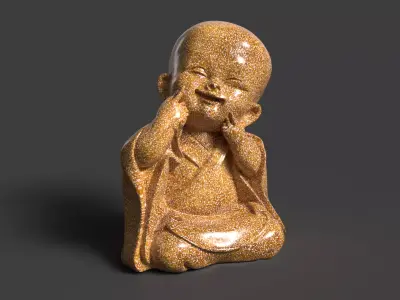 Chinese Monk Kid Figure   Low-poly 3D model