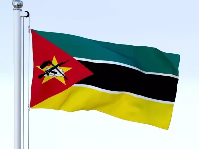 Animated Mozambique Flag Low-poly 3D model